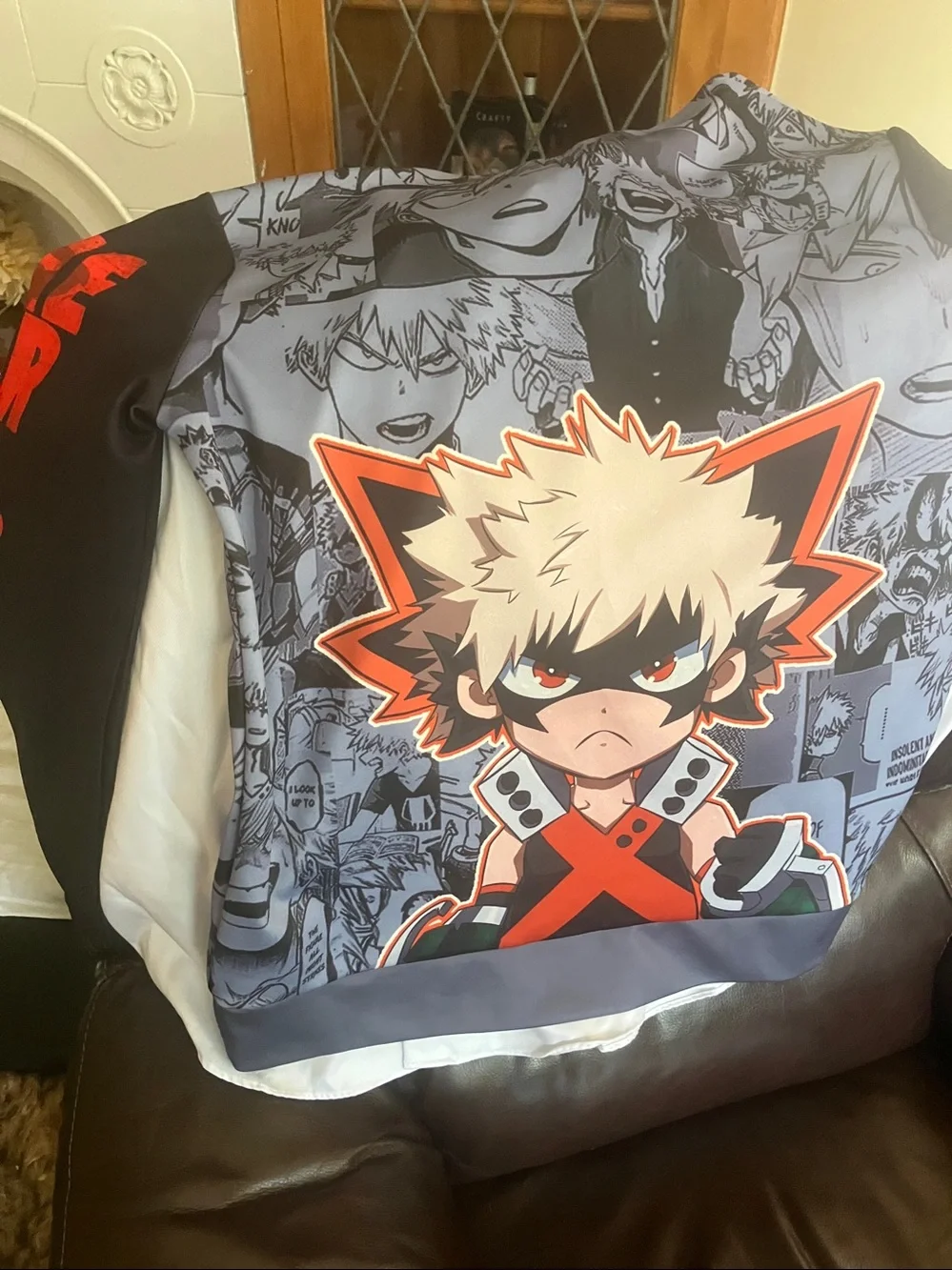 My Hero Academia Graphic Pullover Hoodie - Black/Grey with Red Accent